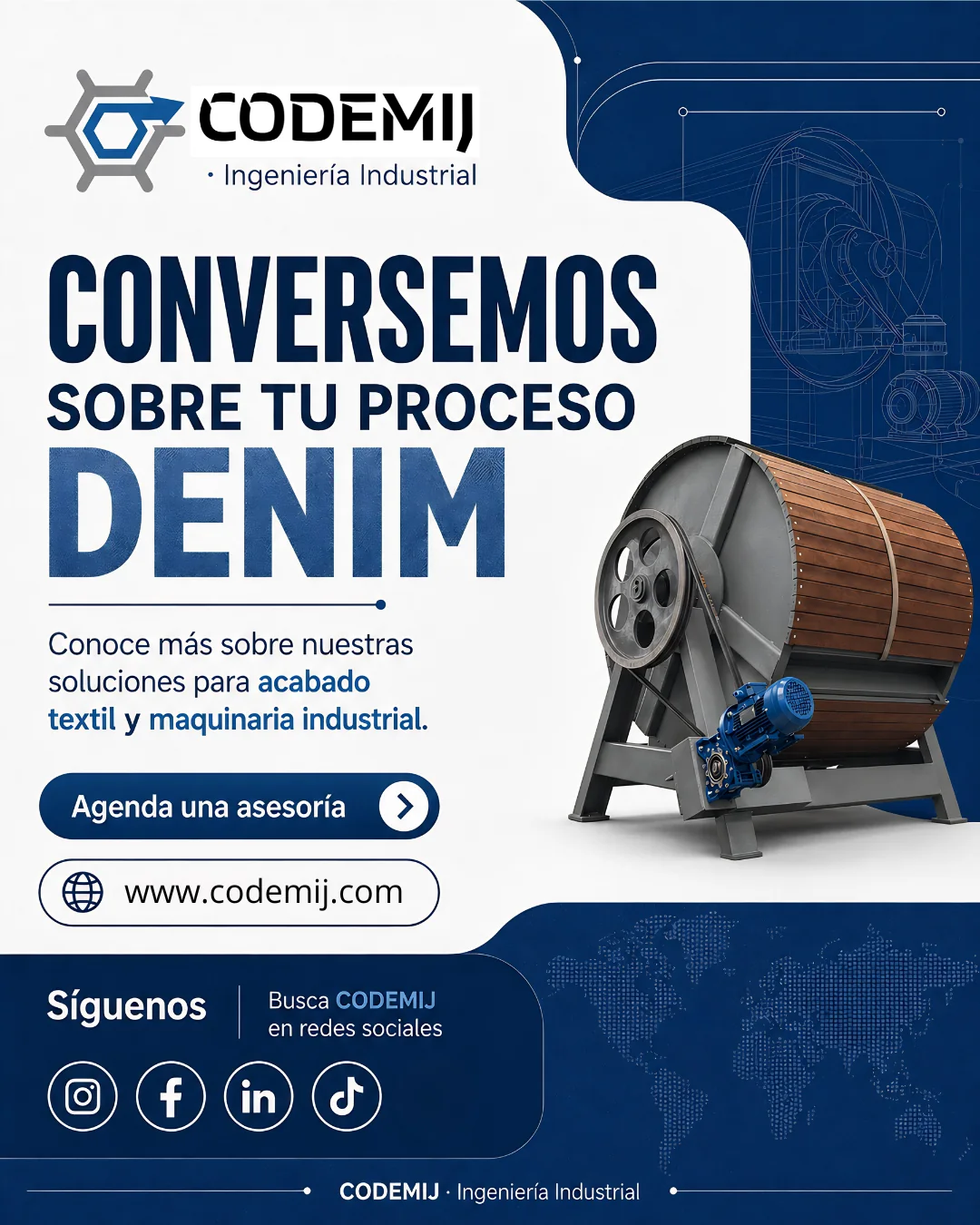 Lámina 6: invitación a solicitar asesoría para procesos denim.