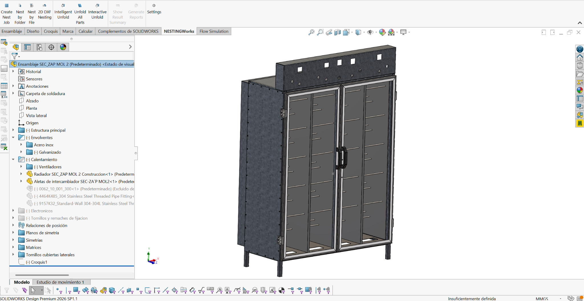 Diseño CAD de una cabina industrial en SolidWorks