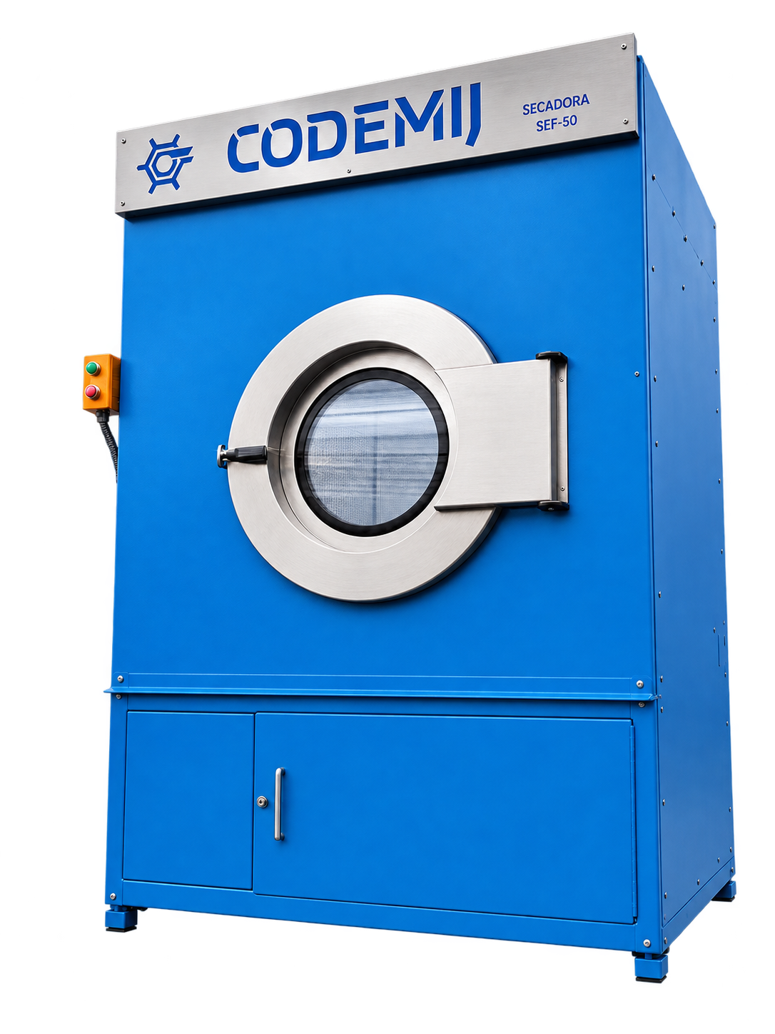 Secadora industrial a vapor CODEMIJ SEF-50 azul con puerta de acero inoxidable